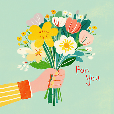 JPG 손 꽃다발 일러스트 봄꽃 선물 들기 신체부위 연두색 심플 부드러움 국내일러스트 AI일러스트 AI콘텐츠 꽃 모션 사람 초록색 봄 감각 파일형식