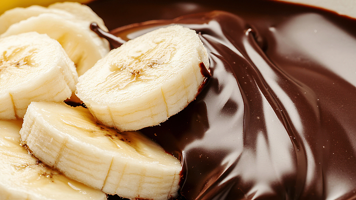 JPG 편집이미지 과일 디저트 바나나 근접촬영 사람없음 초콜릿 달콤 편집실사 AI포토 AI콘텐츠 음식 뷰포인트 맛 CG 파일형식