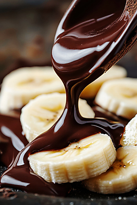 JPG 편집이미지 접시 과일 디저트 바나나 근접촬영 사람없음 초콜릿 숟가락 붓기 달콤 편집실사 AI포토 AI콘텐츠 식기 음식 뷰포인트 모션 수저 맛 CG 파일형식