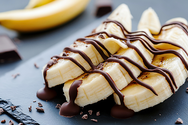 JPG 편집이미지 접시 과일 디저트 바나나 사람없음 초콜릿 달콤 편집실사 AI포토 AI콘텐츠 식기 음식 맛 CG 파일형식