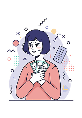 여자 일러스트 한명 성인 달러 슬픔 잡기 눈물 영수증 빚 우울감 성인여자한명만 국내일러스트 AI파일 1 감정 돈 모션 사람 금융 경제 여자한명만 성인여자만 파일형식 벡터