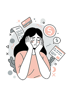 여자 일러스트 스트레스 한명 성인 빨간색 달러 슬픔 신용카드 눈물 영수증 빚 감싸기 우울감 성인여자한명만 국내일러스트 AI파일 1 감정 컬러 돈 모션 사람 금융 경제 여자한명만 성인여자만 파일형식 벡터