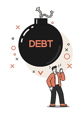 전신 남자 일러스트 한명 성인 빨간색 손들기 위험 폭탄 빚 우울감 성인남자한명만 국내일러스트 AI파일 1 감정 컬러 컨셉 모션 사람 경제 폭발물 남자한명만 성인남자만 파일형식 벡터