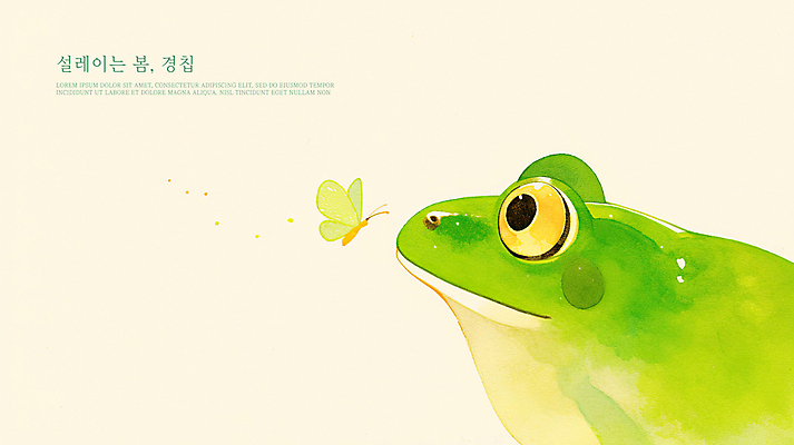 PSD 응시 나비 일러스트 개구리 사람없음 초록색 봄 경칩 국내일러스트 시선 계절 컬러 곤충 양서류 절기 파일형식