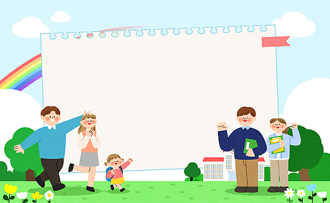 전신 나무 구름 학생 여자 남자 꽃 어린이 무지개 가방 일러스트 학교 미소 들기 소녀 잔디 여러명 성인 걷기 교사 스케치북 상담 문서 손인사 학부모 안내장 카피스페이스 국내일러스트 AI파일 자연요소 식물 직업 잡화 교육 다수 모션 학용품 표정 사람 부모 공백 인사 파일형식 벡터