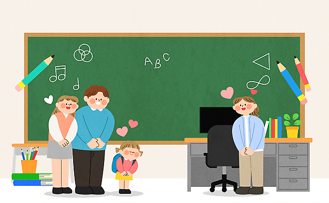전신 학생 여자 남자 어린이 일러스트 미소 소녀 여러명 성인 연필 모니터 교사 칠판 하트 책상 상담 학부모 교무실 바퀴의자 배꼽인사 국내일러스트 AI파일 모양 직업 가구 다수 의자 학교 학용품 표정 사람 컴퓨터 부모 필기구 인사 파일형식 벡터