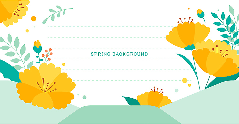 백그라운드 잎 일러스트 봄꽃 편지봉투 사람없음 노란색 편지지 민트색 국내일러스트 AI파일 식물 꽃 컬러 봉투 봄 편지 파일형식 벡터