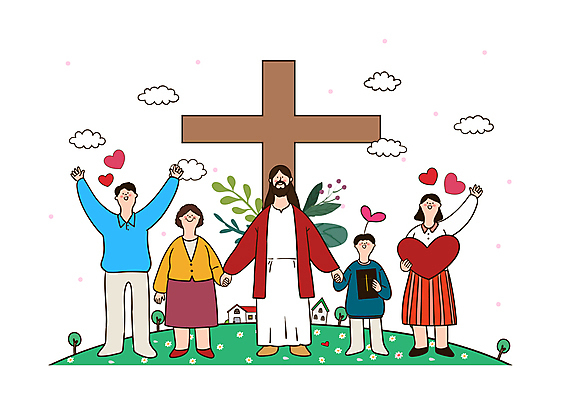 전신 나무 구름 여자 남자 기독교 어린이 십자가 잎 꽃밭 일러스트 주택 함께함 미소 들기 소년 여러명 성인 손들기 손잡기 성경 만세 천주교 하트 예수 국내일러스트 AI파일 자연요소 모양 식물 꽃 종교 다수 컨셉 종교용품 모션 표정 사람 건물 신_종교 파일형식 벡터