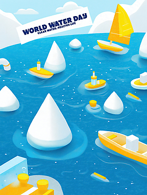 PSD 구름 캠페인 일러스트 하늘 사람없음 물 파란색 자연보호 물방울 나룻배 세계물의날 국내일러스트 자연요소 컬러 배_교통 자연 보호 파일형식 법정기념일