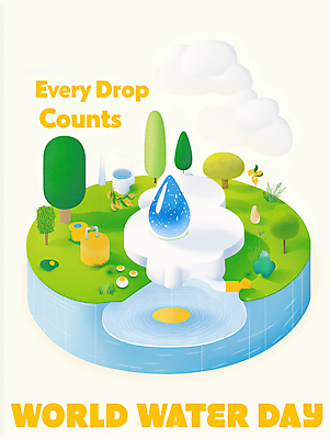 PSD 나무 구름 캠페인 일러스트 사람없음 물 자연보호 물방울 바람개비 웅덩이 세계물의날 국내일러스트 자연요소 식물 자연 보호 파일형식 법정기념일