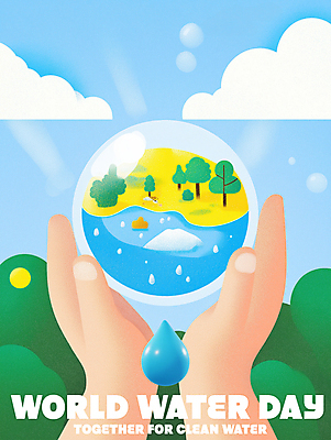 PSD 나무 구름 손 캠페인 일러스트 하늘 들기 신체부위 물 빛 자연보호 물방울 세계물의날 국내일러스트 자연요소 식물 모션 자연 사람 보호 파일형식 법정기념일