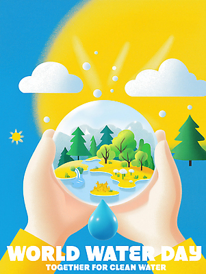 PSD 나무 구름 손 캠페인 일러스트 하늘 들기 신체부위 물 빛 태양 자연보호 물방울 숲 세계물의날 국내일러스트 자연요소 식물 모션 자연 사람 보호 파일형식 법정기념일