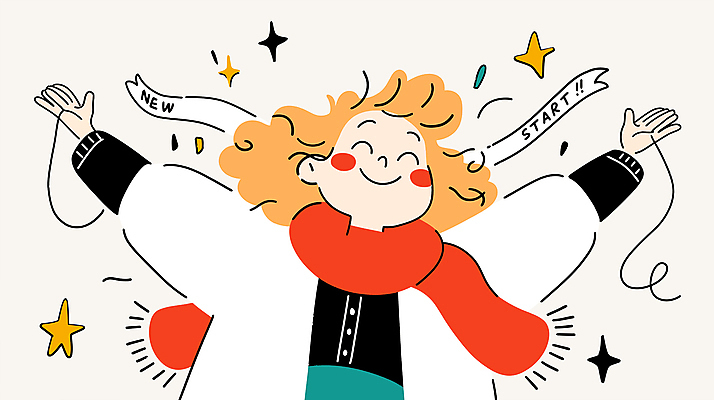 여자 행복 별 어린이 일러스트 새출발 한명 소녀 상반신 반짝임 목도리 만세 끈 소녀한명만 국내일러스트 AI파일 자연요소 1 잡화 감정 모션 새로움 사람 출발 여자한명만 소녀만 파일형식 벡터