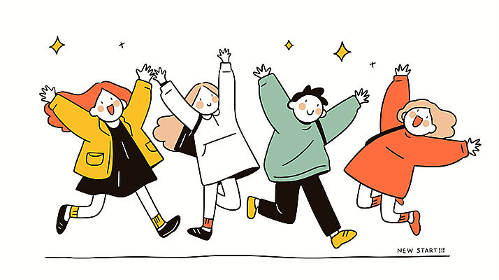 전신 여자 남자 행복 어린이 가방 일러스트 새출발 소녀 소년 여러명 반짝임 우정 만세 어린이만 국내일러스트 AI파일 잡화 감정 다수 모션 새로움 사람 친구 출발 파일형식 벡터