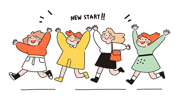 전신 여자 행복 어린이 가방 일러스트 새출발 소녀 여러명 반짝임 우정 만세 소녀만 국내일러스트 AI파일 잡화 감정 다수 모션 새로움 사람 친구 출발 여자만 어린이만 파일형식 벡터