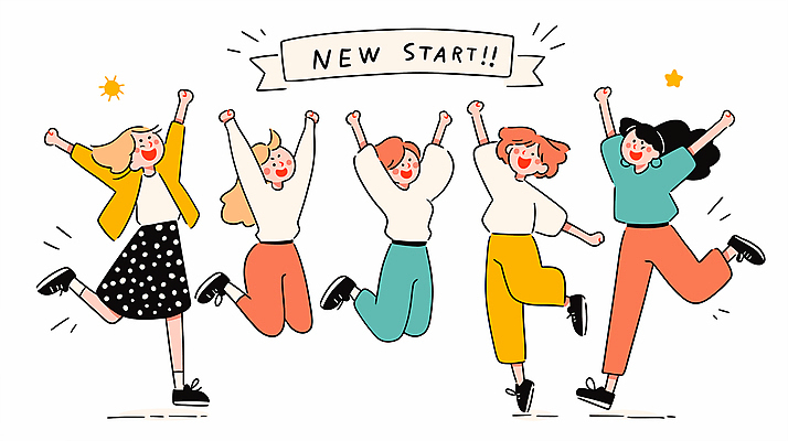 전신 여자 행복 어린이 일러스트 새출발 소녀 여러명 반짝임 우정 만세 소녀만 국내일러스트 AI파일 감정 다수 모션 새로움 사람 친구 출발 여자만 어린이만 파일형식 벡터