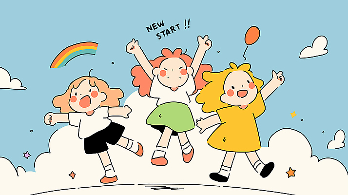 전신 구름 여자 행복 어린이 일러스트 하늘 새출발 들기 소녀 세명 반짝임 우정 만세 풍선 소녀만 국내일러스트 AI파일 자연요소 감정 모션 새로움 사람 친구 출발 여자만 어린이만 파일형식 벡터