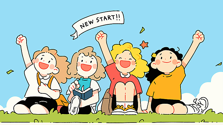 전신 구름 여자 행복 별 어린이 가방 일러스트 하늘 새출발 앉기 소녀 여러명 책 반짝임 우정 만세 소녀만 국내일러스트 AI파일 자연요소 잡화 감정 다수 모션 새로움 사람 친구 출발 여자만 어린이만 파일형식 벡터