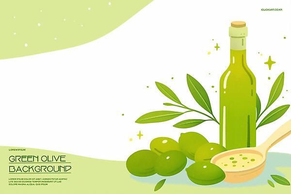 PSD 백그라운드 잎 일러스트 건강 사람없음 초록색 반짝임 숟가락 올리브오일 올리브 오일병 미니멀 국내일러스트 식물 열매 컬러 모션 수저 기름_음식 파일형식