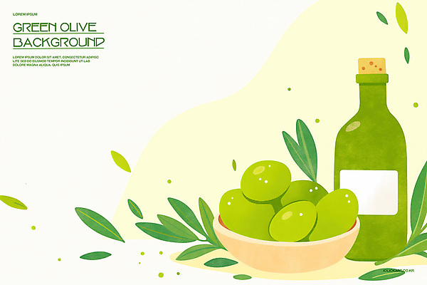 PSD 그릇 백그라운드 잎 일러스트 건강 사람없음 초록색 올리브오일 올리브 오일병 미니멀 국내일러스트 식물 식기 열매 컬러 기름_음식 파일형식