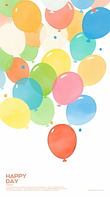PSD 기념일 백그라운드 일러스트 수채화 사람없음 컬러풀 축하 오르기 꽃가루 풍선 국내일러스트 컬러 컨셉 모션 이벤트 가루 파일형식