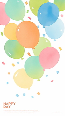 PSD 기념일 백그라운드 일러스트 수채화 사람없음 컬러풀 축하 오르기 꽃가루 풍선 국내일러스트 컬러 컨셉 모션 이벤트 가루 파일형식