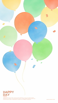 PSD 기념일 백그라운드 일러스트 수채화 사람없음 컬러풀 축하 오르기 꽃가루 풍선 국내일러스트 컬러 컨셉 모션 이벤트 가루 파일형식