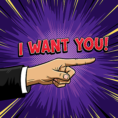 손 일러스트 신체부위 보라색 희망 가리킴 모집 카툰스타일 욕심 채용공고 강조 하프톤 국내일러스트 AI파일 감정 컬러 사람 손짓 채용 파일형식 벡터