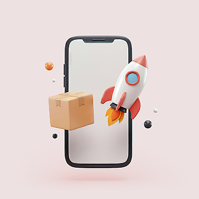 PSD 아이콘 분홍색 사람없음 스마트폰 쇼핑 3D아이콘 3D 로켓 원형 배송 오브젝트 택배상자 편집3D 도형 컬러 핸드폰 스마트기기 상자 디지털합성 택배 파일형식