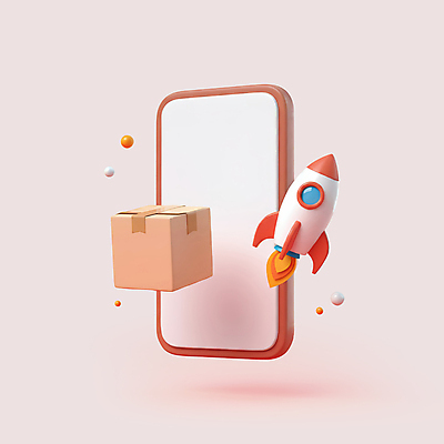 PSD 아이콘 분홍색 사람없음 스마트폰 쇼핑 3D아이콘 3D 로켓 원형 배송 오브젝트 택배상자 편집3D 도형 컬러 핸드폰 스마트기기 상자 디지털합성 택배 파일형식