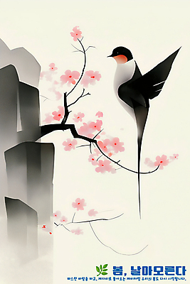 PSD 일러스트 수채화 사람없음 봄 바위 나뭇가지 동양화 매화 감성 제비 베이지색 국내일러스트 나무 계절 꽃 컬러 컨셉 조류 미술 돌_바위 파일형식