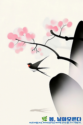 PSD 일러스트 수채화 사람없음 봄 바위 나뭇가지 동양화 매화 감성 제비 베이지색 국내일러스트 나무 계절 꽃 컬러 컨셉 조류 미술 돌_바위 파일형식