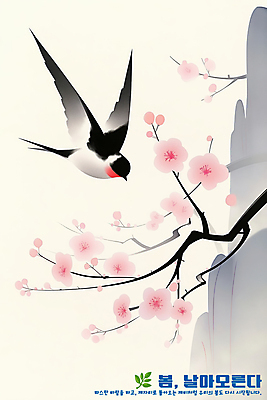 PSD 일러스트 수채화 사람없음 봄 바위 나뭇가지 동양화 매화 감성 제비 베이지색 국내일러스트 나무 계절 꽃 컬러 컨셉 조류 미술 돌_바위 파일형식