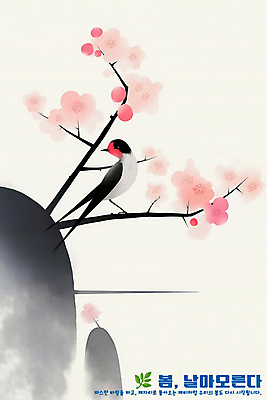 PSD 일러스트 수채화 사람없음 봄 바위 나뭇가지 동양화 매화 감성 제비 베이지색 국내일러스트 나무 계절 꽃 컬러 컨셉 조류 미술 돌_바위 파일형식