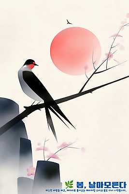 PSD 일러스트 수채화 사람없음 태양 봄 바위 나뭇가지 동양화 매화 감성 제비 베이지색 국내일러스트 자연요소 나무 계절 꽃 컬러 컨셉 조류 미술 돌_바위 파일형식