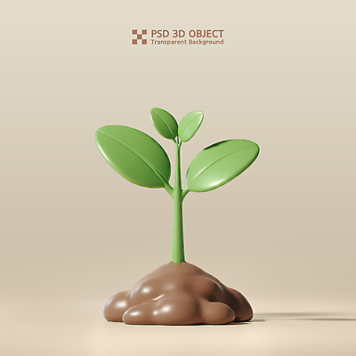 PSD 아이콘 사람없음 3D아이콘 3D 새싹 자연보호 흙 친환경 베이지색 편집3D 식물 컬러 자연 환경 보호 디지털합성 파일형식