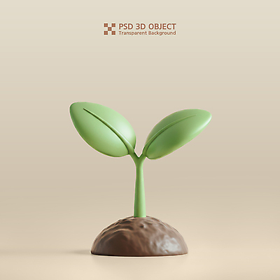 PSD 아이콘 사람없음 3D아이콘 3D 새싹 자연보호 흙 친환경 베이지색 편집3D 식물 컬러 자연 환경 보호 디지털합성 파일형식