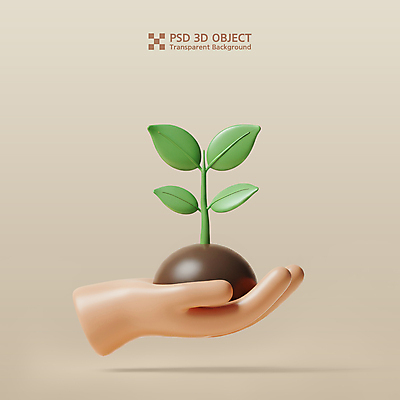 PSD 아이콘 손 들기 신체부위 3D아이콘 3D 새싹 자연보호 흙 친환경 베이지색 편집3D 식물 컬러 모션 자연 사람 환경 보호 디지털합성 파일형식