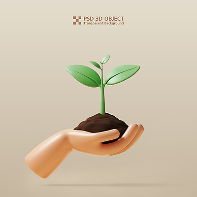 PSD 아이콘 손 들기 신체부위 3D아이콘 3D 새싹 자연보호 흙 친환경 베이지색 편집3D 식물 컬러 모션 자연 사람 환경 보호 디지털합성 파일형식