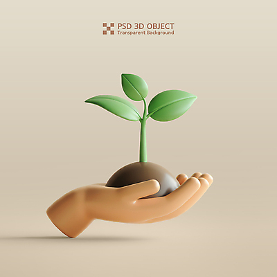 PSD 아이콘 손 들기 신체부위 3D아이콘 3D 새싹 자연보호 흙 친환경 베이지색 편집3D 식물 컬러 모션 자연 사람 환경 보호 디지털합성 파일형식