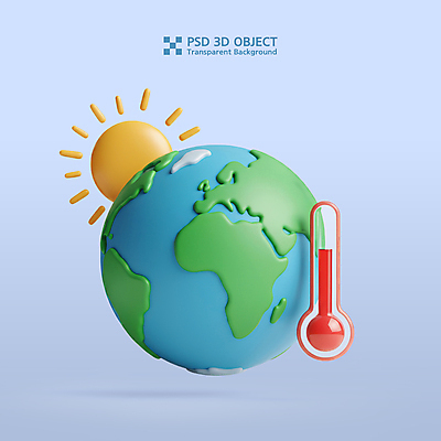 PSD 아이콘 지구 사람없음 파란색 3D아이콘 태양 3D 자연보호 온도계 친환경 편집3D 자연요소 컬러 자연 환경 보호 디지털합성 파일형식