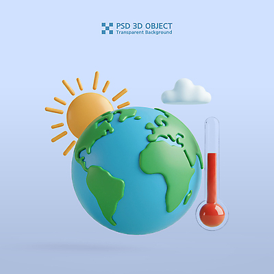 PSD 구름 아이콘 지구 사람없음 파란색 3D아이콘 태양 3D 자연보호 온도계 친환경 편집3D 자연요소 컬러 자연 환경 보호 디지털합성 파일형식