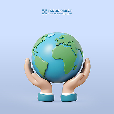PSD 아이콘 손 지구 신체부위 파란색 3D아이콘 3D 자연보호 친환경 편집3D 컬러 자연 사람 환경 보호 디지털합성 파일형식
