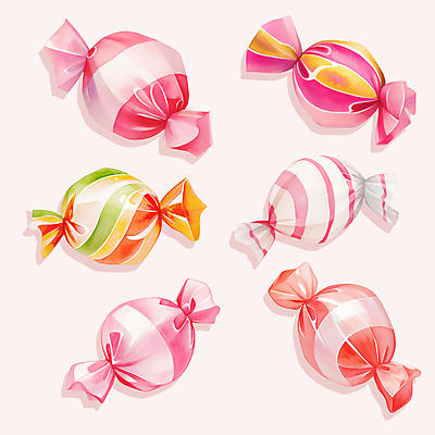 PSD 기념일 분홍색 일러스트 화이트데이 사람없음 세트 달콤 포장지 알사탕 엘리먼트 국내일러스트 컬러 포장 데이이벤트 사탕 이벤트 맛 파일형식