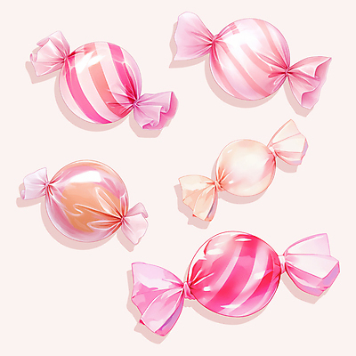 PSD 기념일 분홍색 일러스트 화이트데이 사람없음 세트 달콤 포장지 알사탕 엘리먼트 국내일러스트 컬러 포장 데이이벤트 사탕 이벤트 맛 파일형식