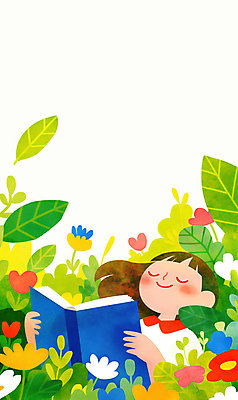 JPG 여자 어린이 잎 꽃밭 일러스트 상상 한명 들기 소녀 상반신 책 눕기 독서 눈감음 봄 소녀한명만 국내일러스트 AI일러스트 AI콘텐츠 식물 1 계절 꽃 모션 사람 여자한명만 소녀만 파일형식