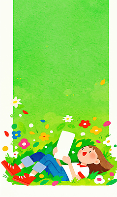 JPG 전신 여자 어린이 잎 꽃밭 일러스트 상상 한명 들기 소녀 책 초록색 독서 봄 소녀한명만 국내일러스트 AI일러스트 AI콘텐츠 식물 1 계절 꽃 컬러 모션 사람 여자한명만 소녀만 파일형식