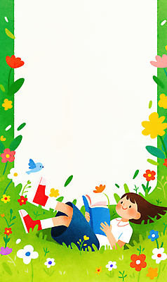 JPG 여자 어린이 잎 꽃밭 일러스트 상상 한명 들기 소녀 책 초록색 독서 봄 소녀한명만 국내일러스트 AI일러스트 AI콘텐츠 식물 1 계절 꽃 컬러 모션 사람 여자한명만 소녀만 파일형식