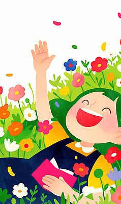 JPG 여자 어린이 잎 꽃밭 일러스트 상상 한명 들기 소녀 책 독서 봄 소녀한명만 국내일러스트 AI일러스트 AI콘텐츠 식물 1 계절 꽃 모션 사람 여자한명만 소녀만 파일형식