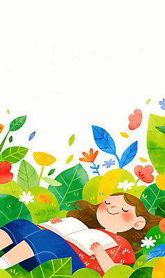 JPG 여자 어린이 잎 꽃밭 일러스트 상상 한명 들기 소녀 책 초록색 독서 봄 소녀한명만 국내일러스트 AI일러스트 AI콘텐츠 식물 1 계절 꽃 컬러 모션 사람 여자한명만 소녀만 파일형식